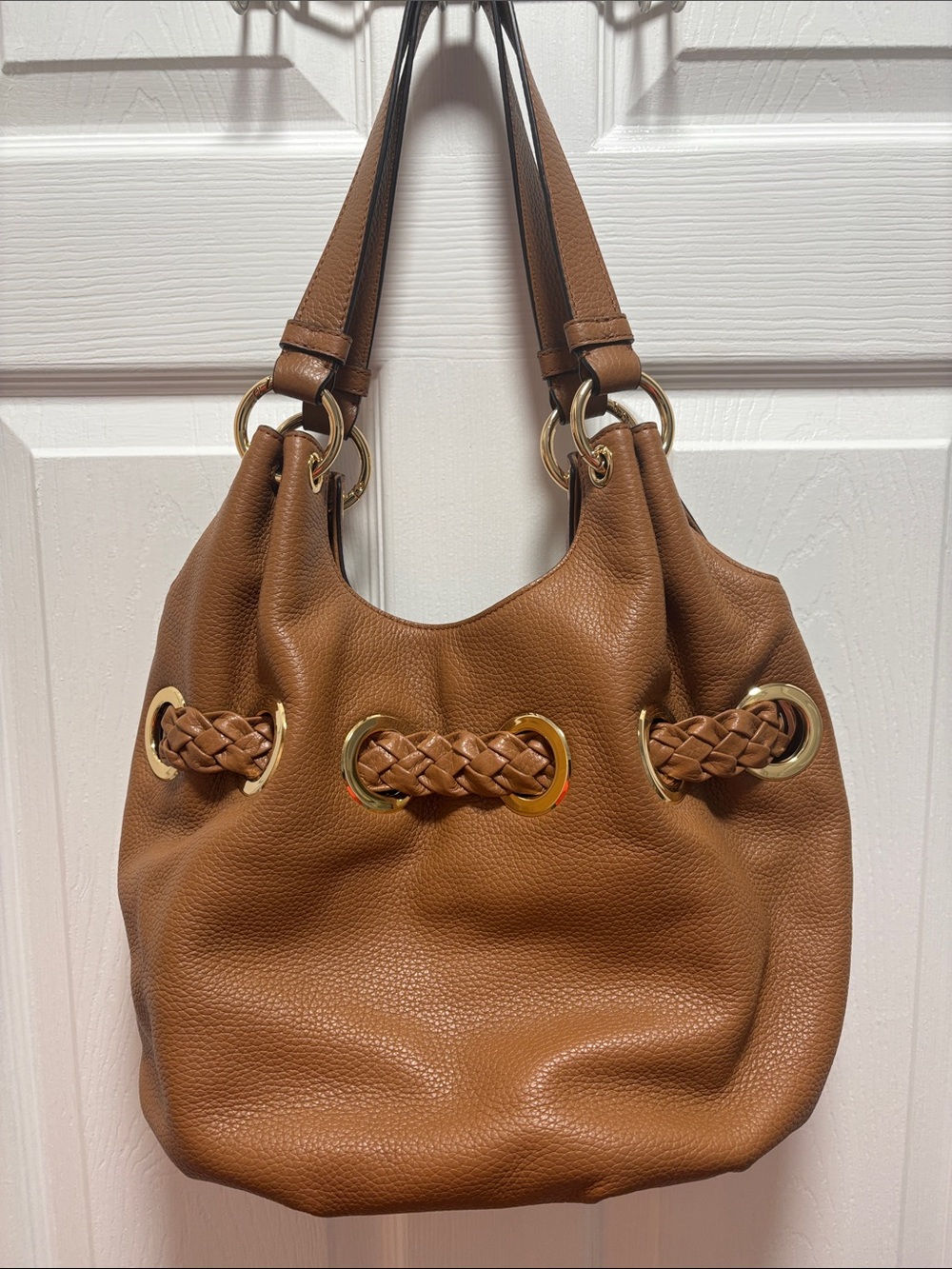 Michael Kors Cognac Brown Pebbled Leather Hobo with Tassel - Picture 3 of 13